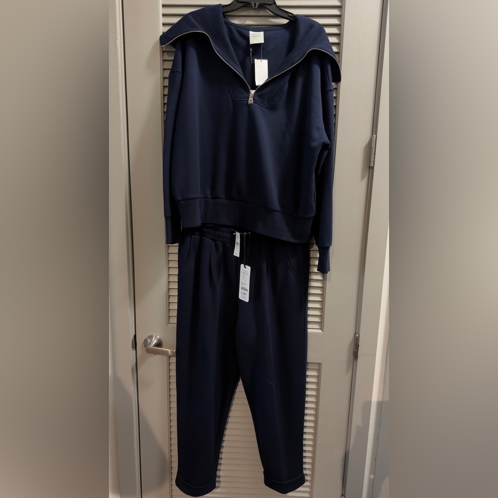 Varley DoubleSoft Pants XL Navy Rolled Cuff Travel Set Matching Top Available - Picture 8 of 9